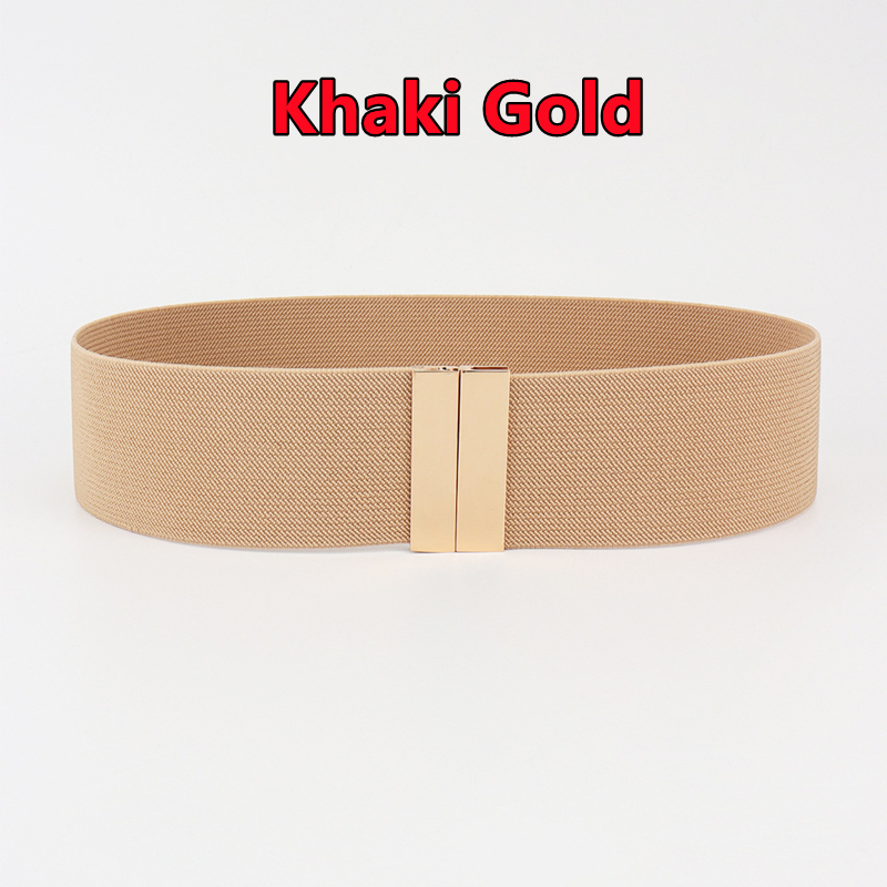 Cinturones anchos con banda elástica para mujer, cinturón sencillo para abrigo, hebilla femenina, correa negra, accesorios de decoración para vestido: Verde militar