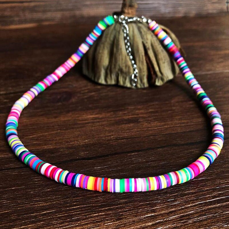 Collar de arcilla polimérica para mujer, gargantilla de cerámica suave, surfista de colores, hecho a mano, joyería: MC