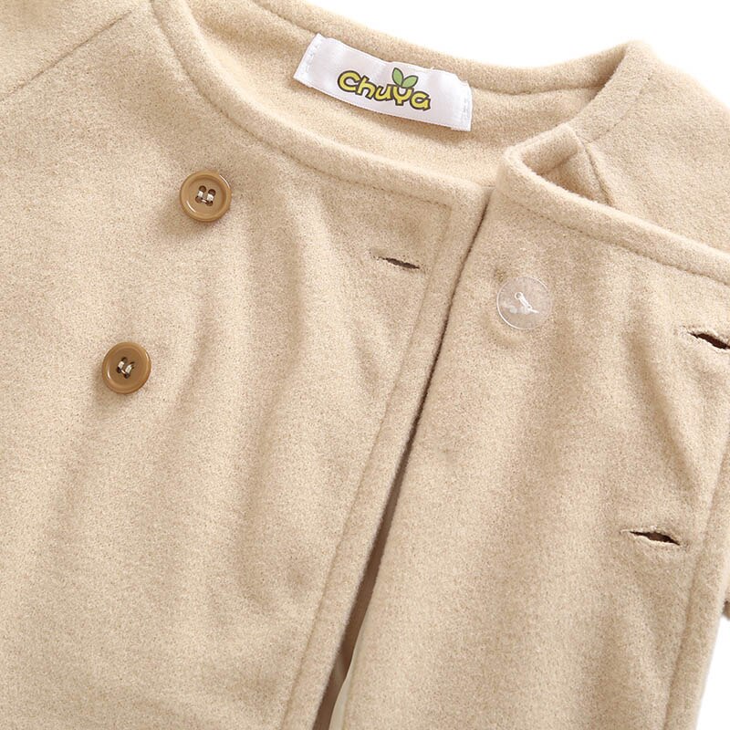 Autunno della molla Del Bambino Del Bambino Delle Ragazze Dei Bambini Acrilico Manica Lunga Tuta Sportiva Casual di Colore Solido Doppio Petto Cappotti di Alta Qualità