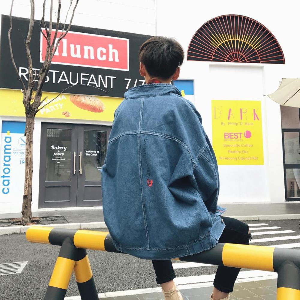Spring Autumn streetwear hip hop jacket loose jacket youth jacket trendy men\&#39;s teenagers casual coat denim jacket