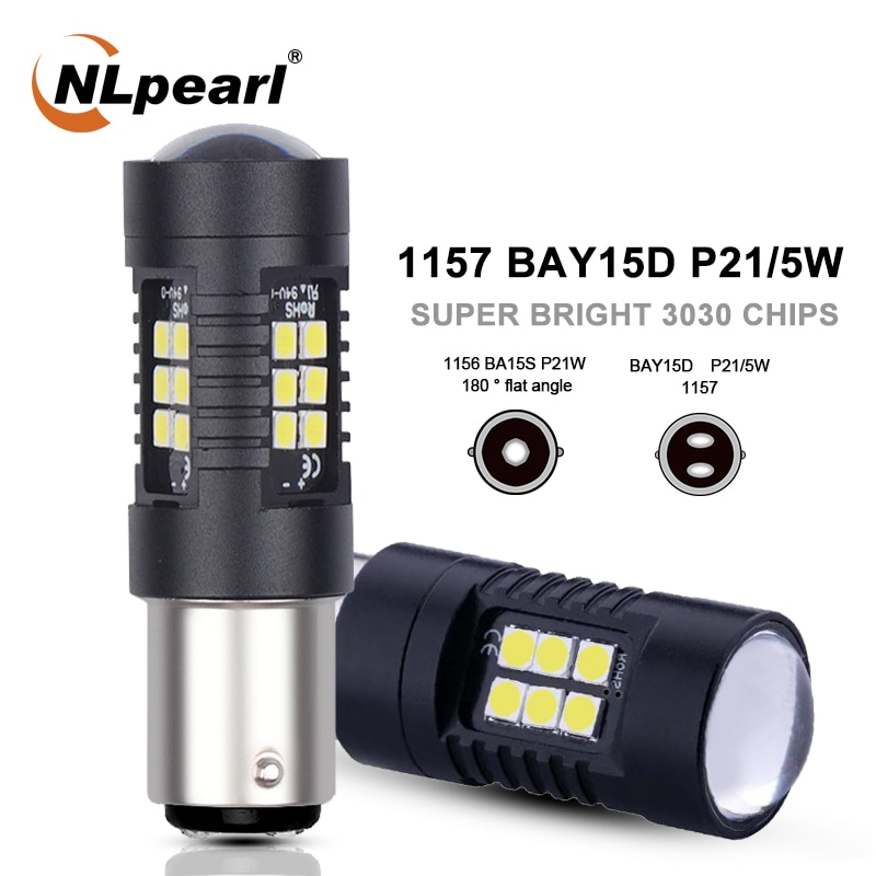 Nlpearl 2x Signaal Lamp 1157 Led Bay15d P21/5W Led Auto Lamp 3030 Smd P21w Led Ba15s 1156 py21w Bau15s Turn Brake Backup Licht 12V