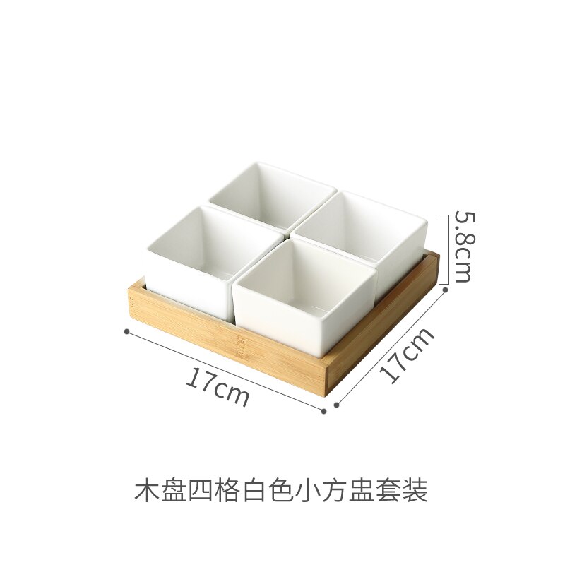 Ceramic Snack Platter Solid Color Dessert Bowl Japanese Taste Dish Home Desktop Dried Fruit Tableware Combination: D5--4 piece set