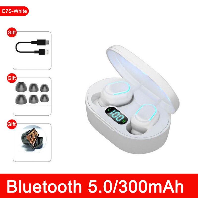 REHIMM TWS Bluetooth Earphone V5.0 1800 mAh Charging Box Wireless Headphones In-Ear Earbuds Sport Running Headsets Waterproof: E7S-White