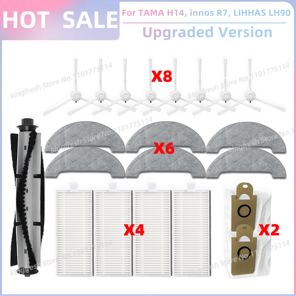 Pasuje robić TAMA H14, Blaupunkt Bluebot komfort plus, innos R7, LIHHAS LH90 Części Zamienne robić Odkurzacza Główna Rolka Szczotka Boczna Filtr Szmatka robić Mopowania Worek na Kurz: żółte światło