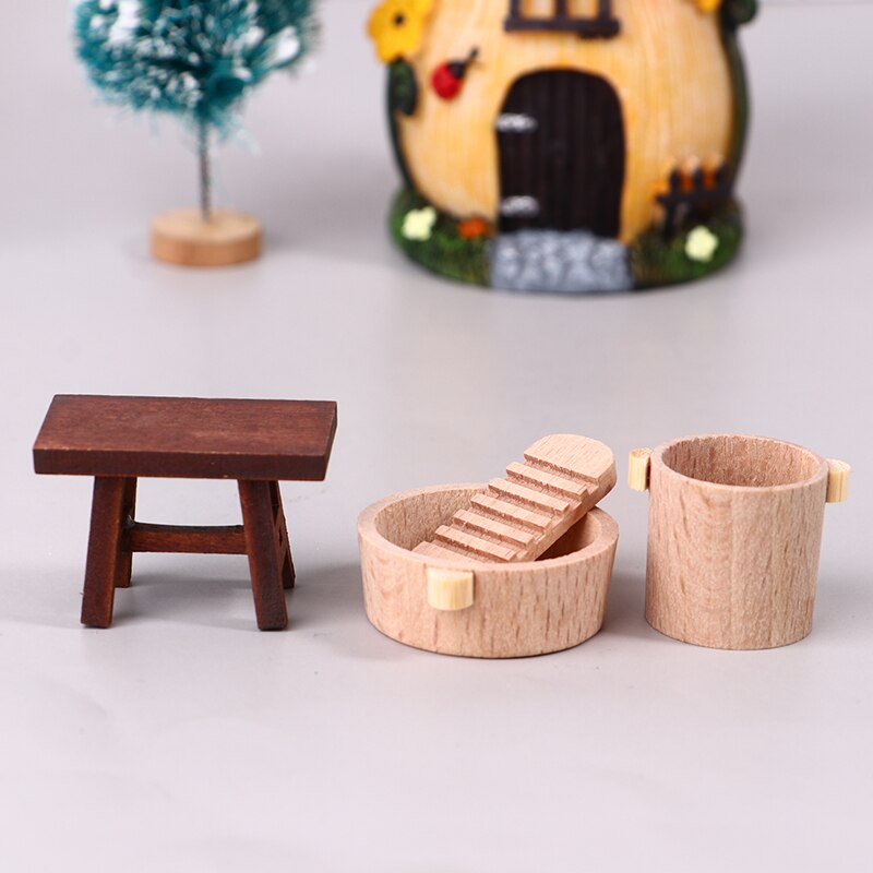 1:12 puppenhaus Miniaturen Holz Möbel Hocker Waschbrett Wäsche Wanne Fuß Eimer Für Puppenhaus Dekoration Kind Spielzeug: Ursprünglich Titel