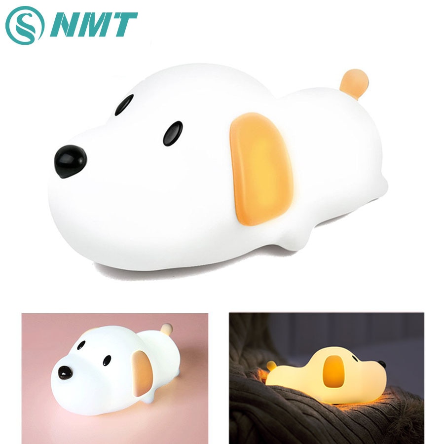 Silicone Cartoon Puppy Dog Touch Sensor LED Night Light Baby Children Bedroom LED Night Lamp USB Atmosphere Novelty Light