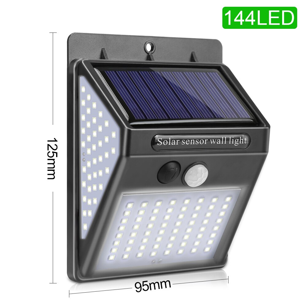 Solar Wall Lamp PIR Motion Sensor Solar Light Outdoor Waterproof Led Lights 144led Path And Garden Patio Space Decorative Lamps: 144 Leds 1pcs