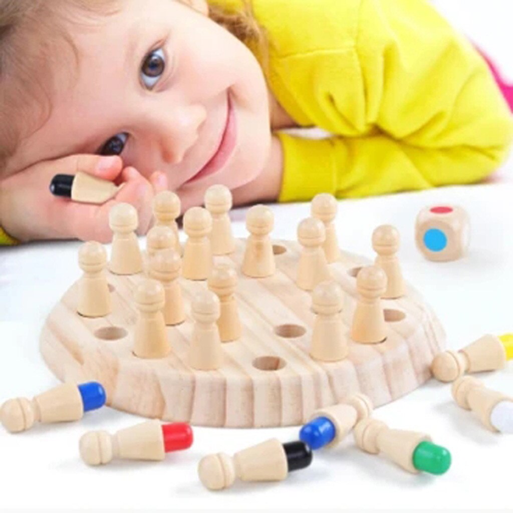 Wooden Memory Match Stick Game Kid Intelligence IQ Brain Teaser Game