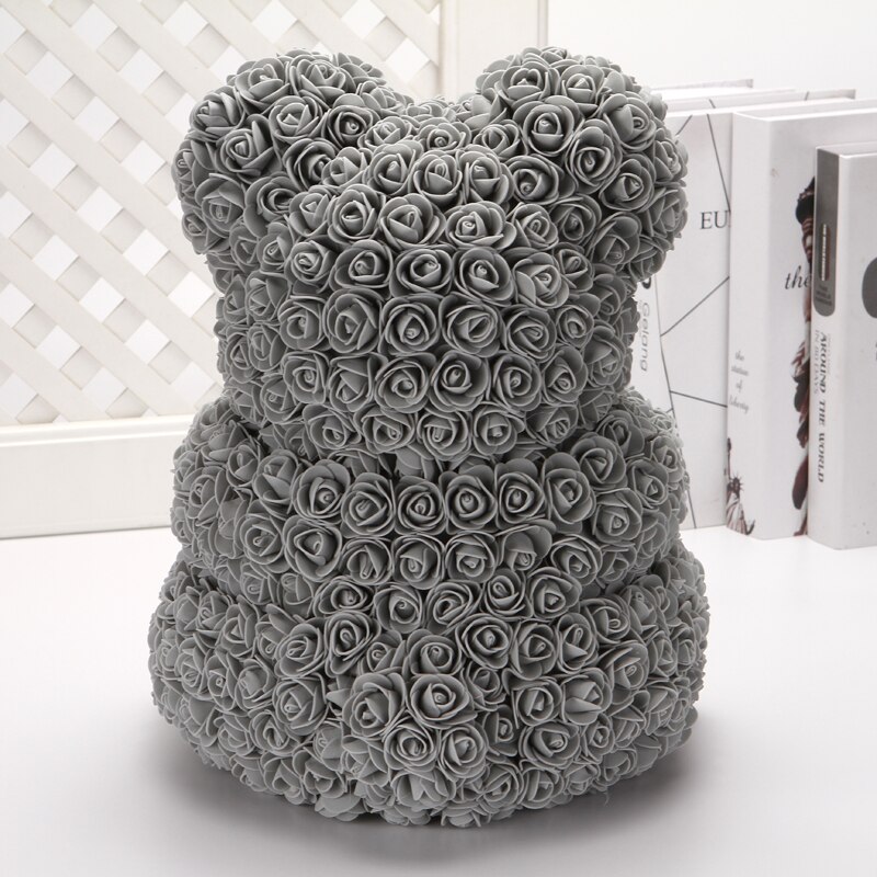 Ourson en roses artificielles bon marché de 40cm, mousse en plastique, ours en peluche Rose, petite amie, de saint-valentin, décoration de fête d'anniversaire