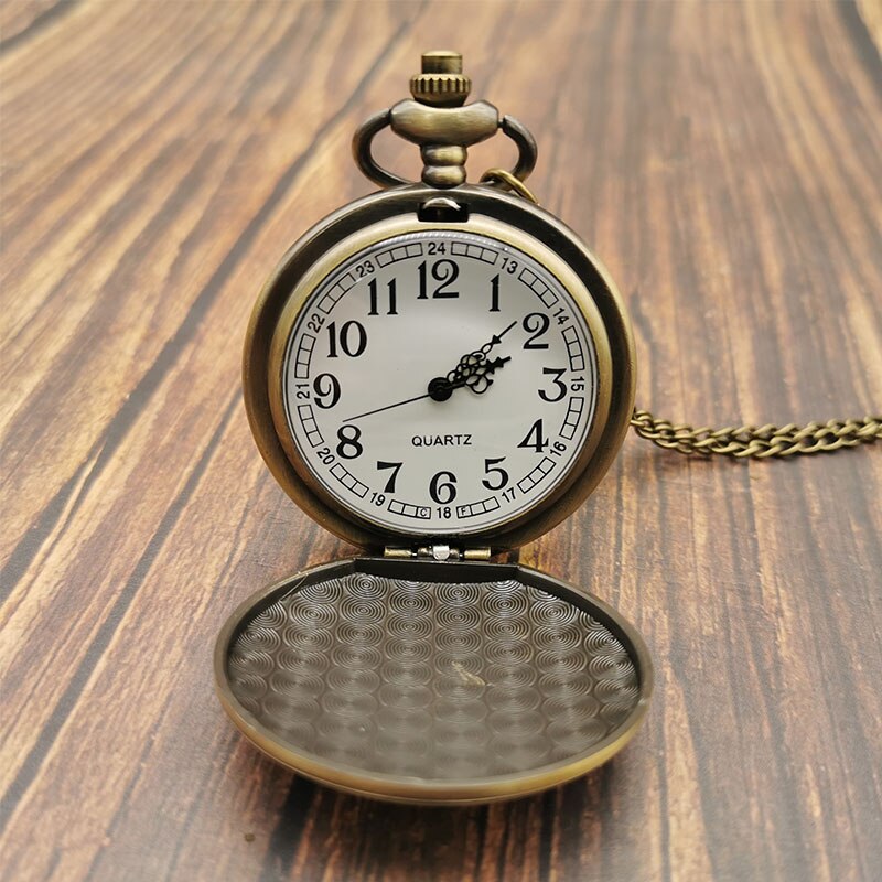 Vintage Punk Bronze Style Five-pointed Star Theme Quartz Pocket Watch Pendant Boys and Girls