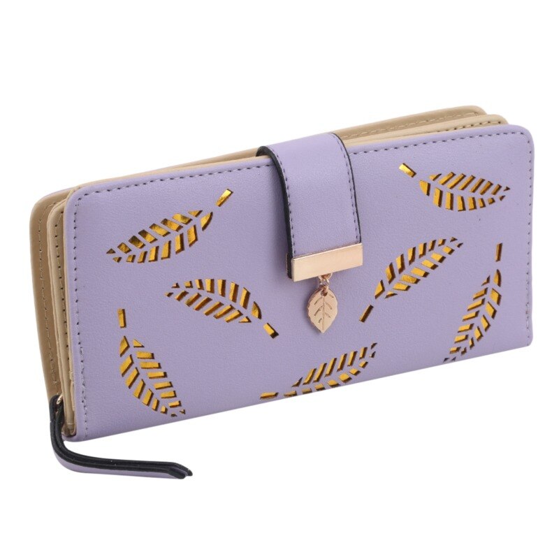 Shoelace Style Pocket Long Wallet PU Leather Multi-functional Wallet Women Coin Purse Card Holders Clutch Female Wallets Purse: C Light purple