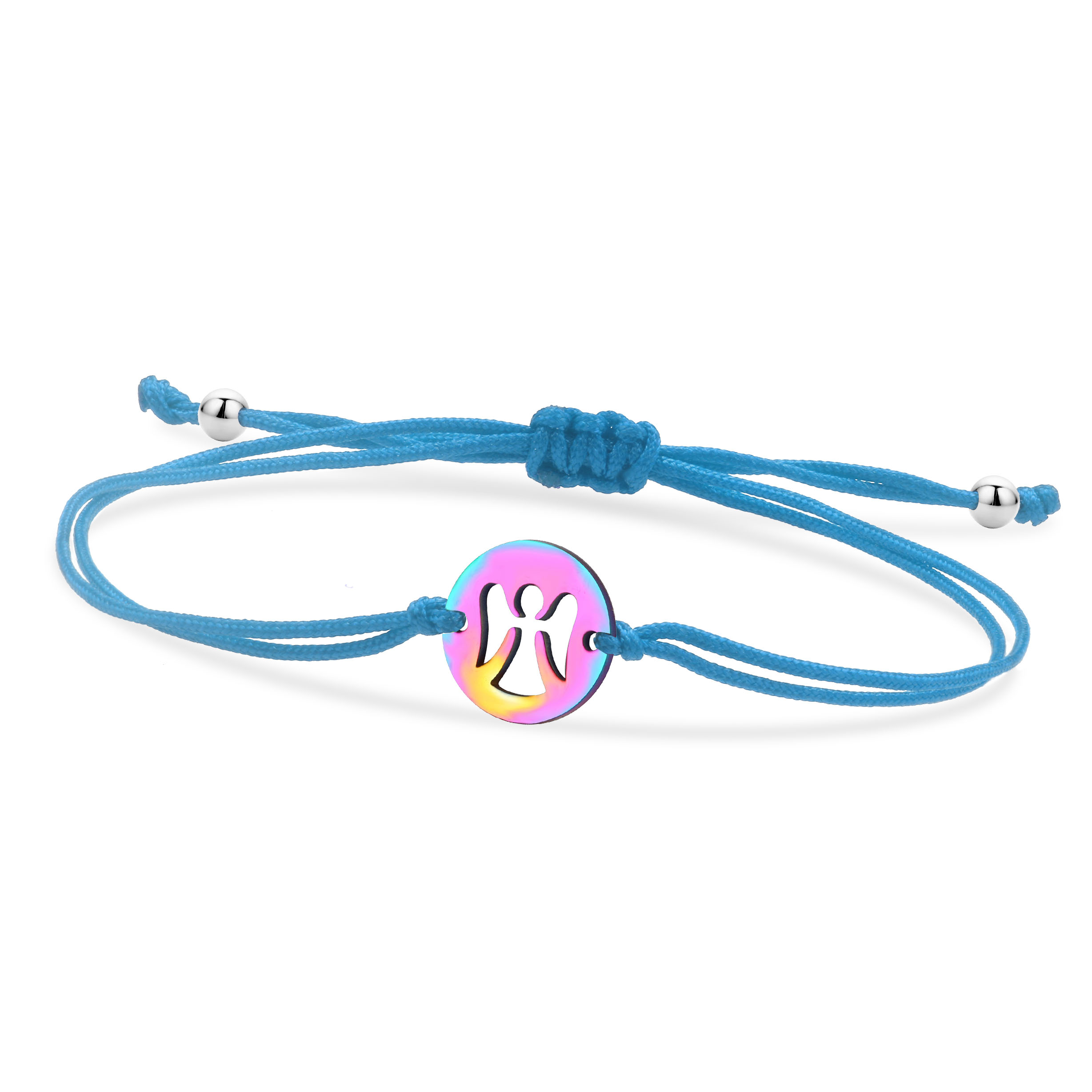 Veelkleurige Roestvrijstalen Ronde Schijven Uitgeholde Engel Bedelarmband Vrouwen 2024 Mode Rood Blauw Paars Koord Sieraden Cadeau: Roest Rood