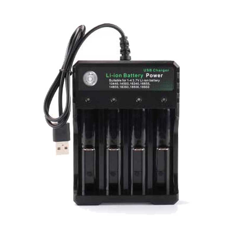 1/2/4 spor  ac 110v/220v 18650 batterilader svart til 14500 14650 16650 18350 18500 18650 3.7v oppladbare litiumbatterier