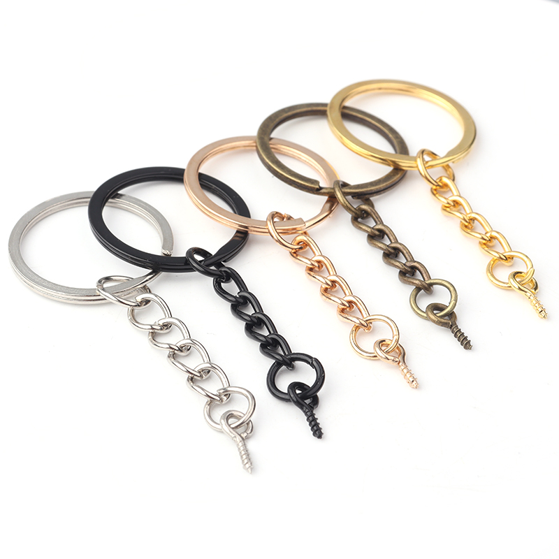 10pcs Screw Eye Pin Key Chain Key Ring keychain Bronze Rhodium Gold Color Keyrings Split Rings With Screw Pin Jewelry Making