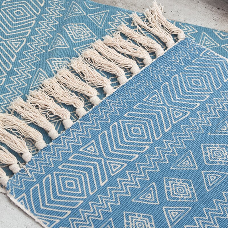 Home Rug Hand Made Rechthoek Kwastje Gebreide katoen tapijt 60x90CM