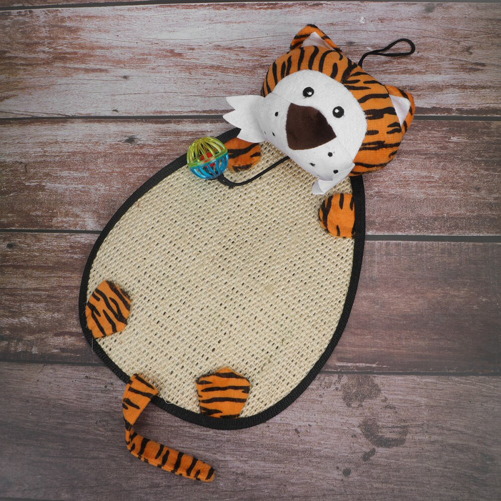 SchöNe Sisal Teppich Tiger Puppe Katze kratzen Pad Schleifen Klaue Matte Schutz Kratzer matt Katze Interaktive Spielzeug mit Glocke