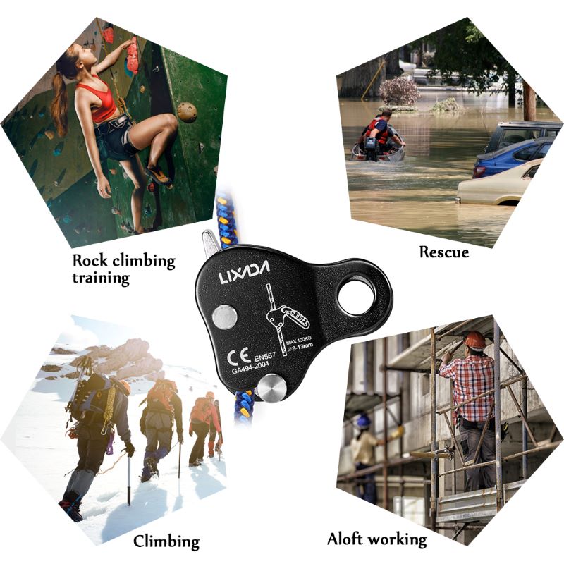 Climbing Rope Grab Outdoor Rope Grip Hand Accessories Rescue Belay ​Device Fall Arrest Clamp Portable Climbing Rigging