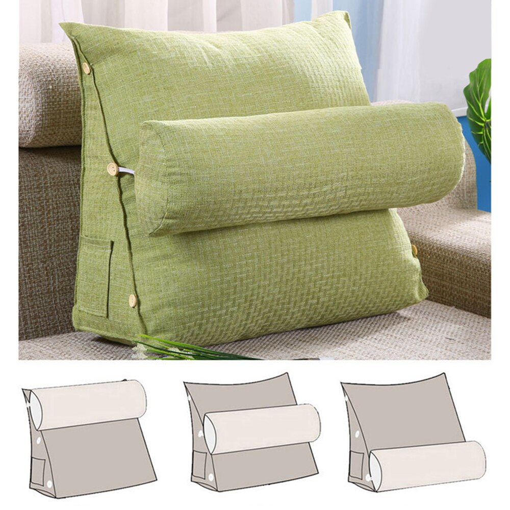 Bomuldslinned trekantet ryglæn pude til sofa puder til sengepude pude ryg ryg aftagelig og vaskbar tatami talje