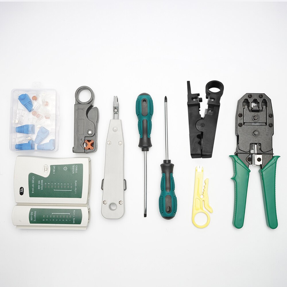14pcs Portable Ethernet Network Hardware Bag Tool Network LAN Cable Crimper Pliers Tools Kit Network Repairing Tool Set