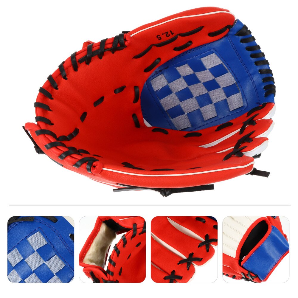 1Pc Baseball Glove PU Thickened Glove Pitcher Training Glove Infielder's Glove: Red L