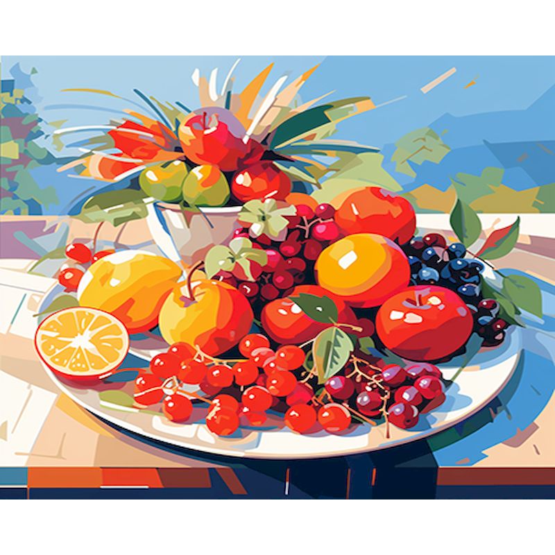 PhotoCustom 40x50cm DIY Malen nach Zahlen Obst Bausatz Malen nach Zahlen Malen auf Leinwand Bild handgemalte Heimdekoration: Licht Grau / 50x50cm