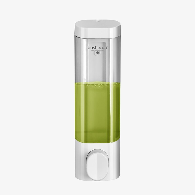 Dispenser til flydende sæbe vægbeslag 300ml badeværelsestilbehør plast vaskemiddel shampoo dispensere dobbelt hånd køkken sæbe flaske: Gennemsigtig singe