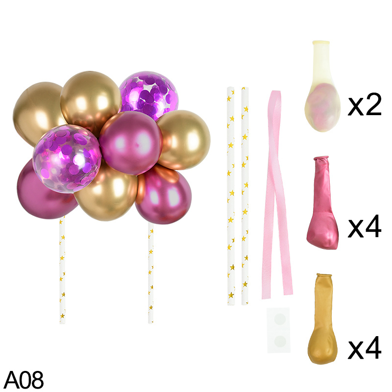 10pcs 5inch Balloon Cake Insert DIY Polka Dot Sequin Cake Flags Accessories Baby Shower Wedding Birthday Party Supply: A08