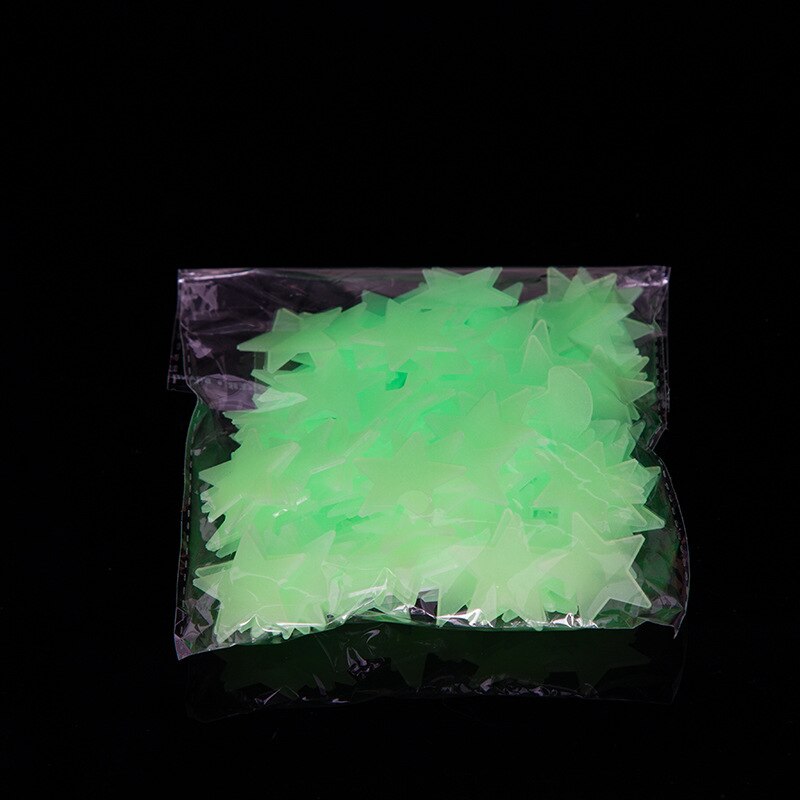 100Stck/tasche 3cm Leuchtende Sterne Aufkleber Schlafzimmer Sofa Fluoreszierende Malerei Spielzeug PVC aufkleber glühen in das dunkel spielzeug für freundlicher