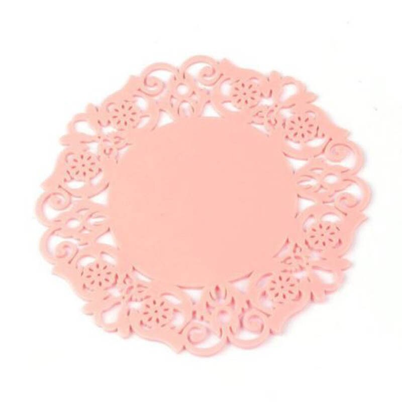 Hollow Lace Flower Round Silicone Coaster Heat Resistant Table Cups Pads FP8