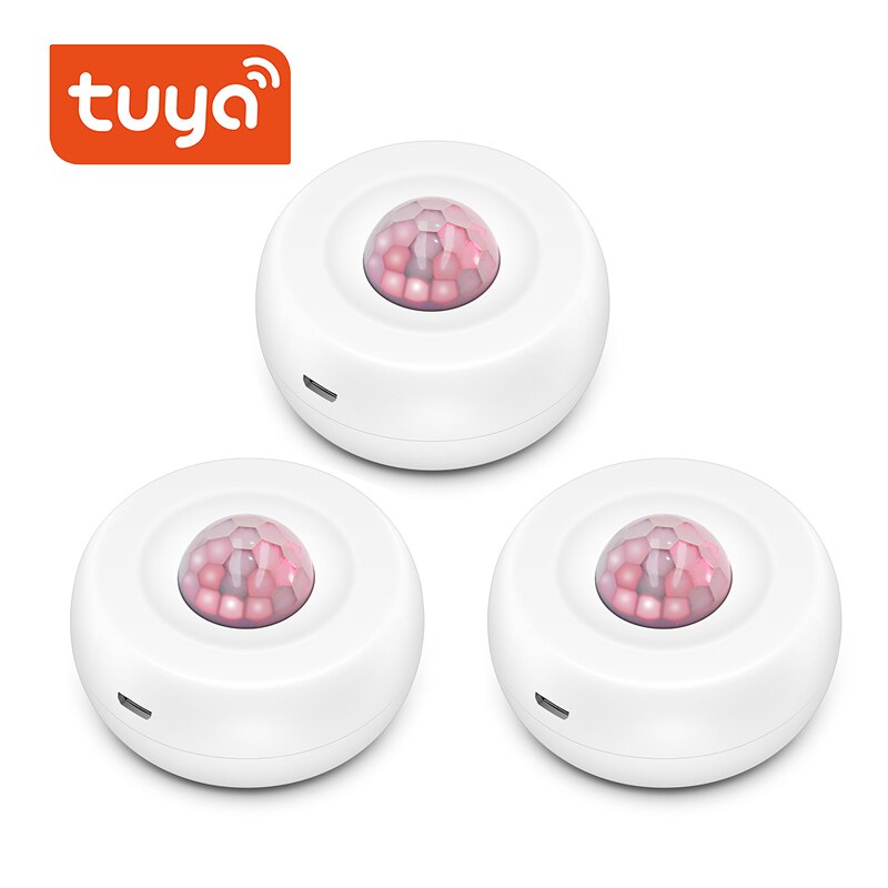 Tuya WiFi Motion PIR Sensor Detector USB charging WIFI Movement Sensor Support no one mode APP Wireless Home Security System: 3PCS Without battery