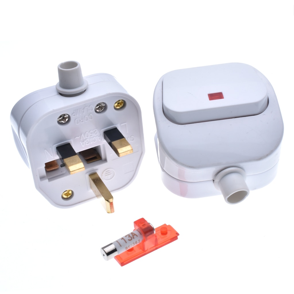 UK 3 Pin Switch 250V 13A AC Power Plug With Switch Male Electrical Socket Fused Connect Cord Overload Protection Adapter: Type 1
