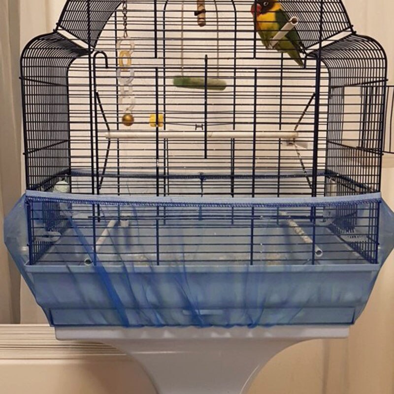 Simple Home Birds Cage Cover Nylon Airy Fabric Mesh Bird Cage Cover Catcher Guard Soft Easy Cleaning Bird Supplies