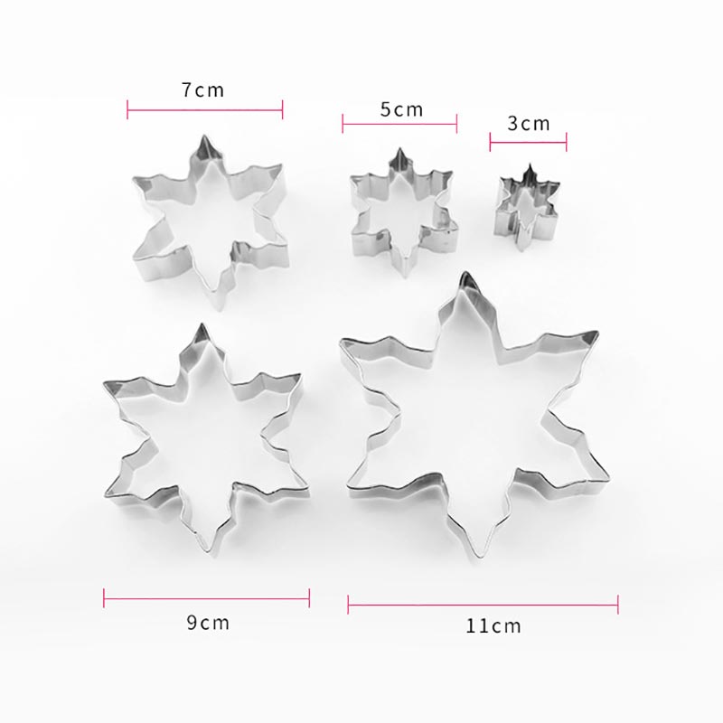 5 st uppsättning snöflinga kakskärare i rostfritt stål kexform påsk jul kakform konfektyr pepparkakor baka verktyg