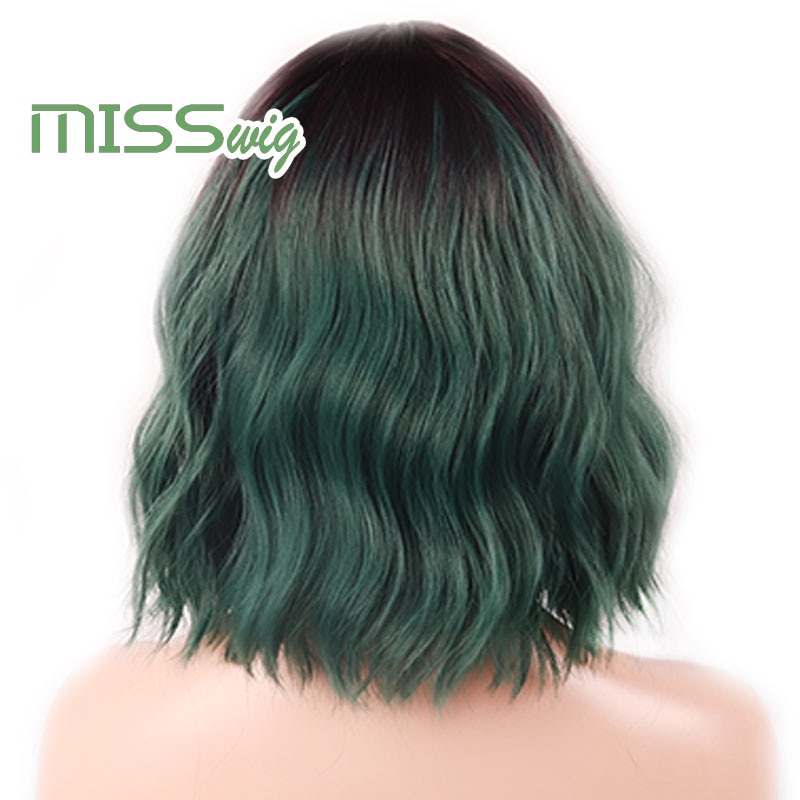 MISS perruque court vague d'eau cheveux synthétiques 16 couleurs disponibles perruque pour femmes fibre résistante à la chaleur quotidien faux cheveux