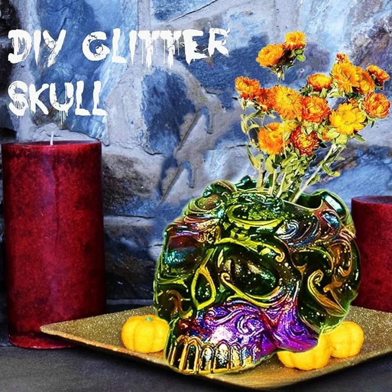 Boîte de rangement tête de mort en résine, grands moules à bougies tête de mort 3D pour élection, résine xy, porte-pinceau de maquillage tête de mort, moules en silicone pour résine Ca