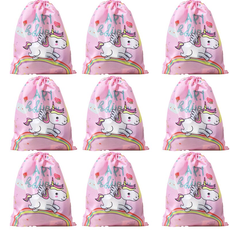 Unicorn Drawstring Pocket Rope-pulling Backpack Girls Cute Bag Polyester Fabric Dancing Horse Bags Pink: 1