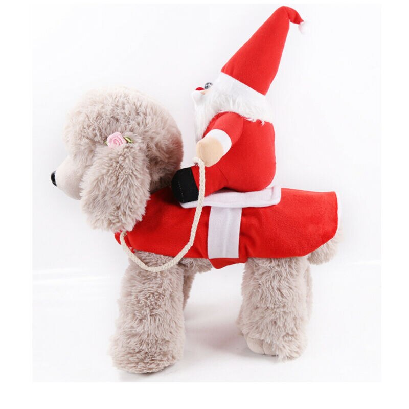 Kerst Kerstman Pet Dog Fancy Dress Jasje Kostuum Outfit Kleding Huisdier Rijden Set Apparel