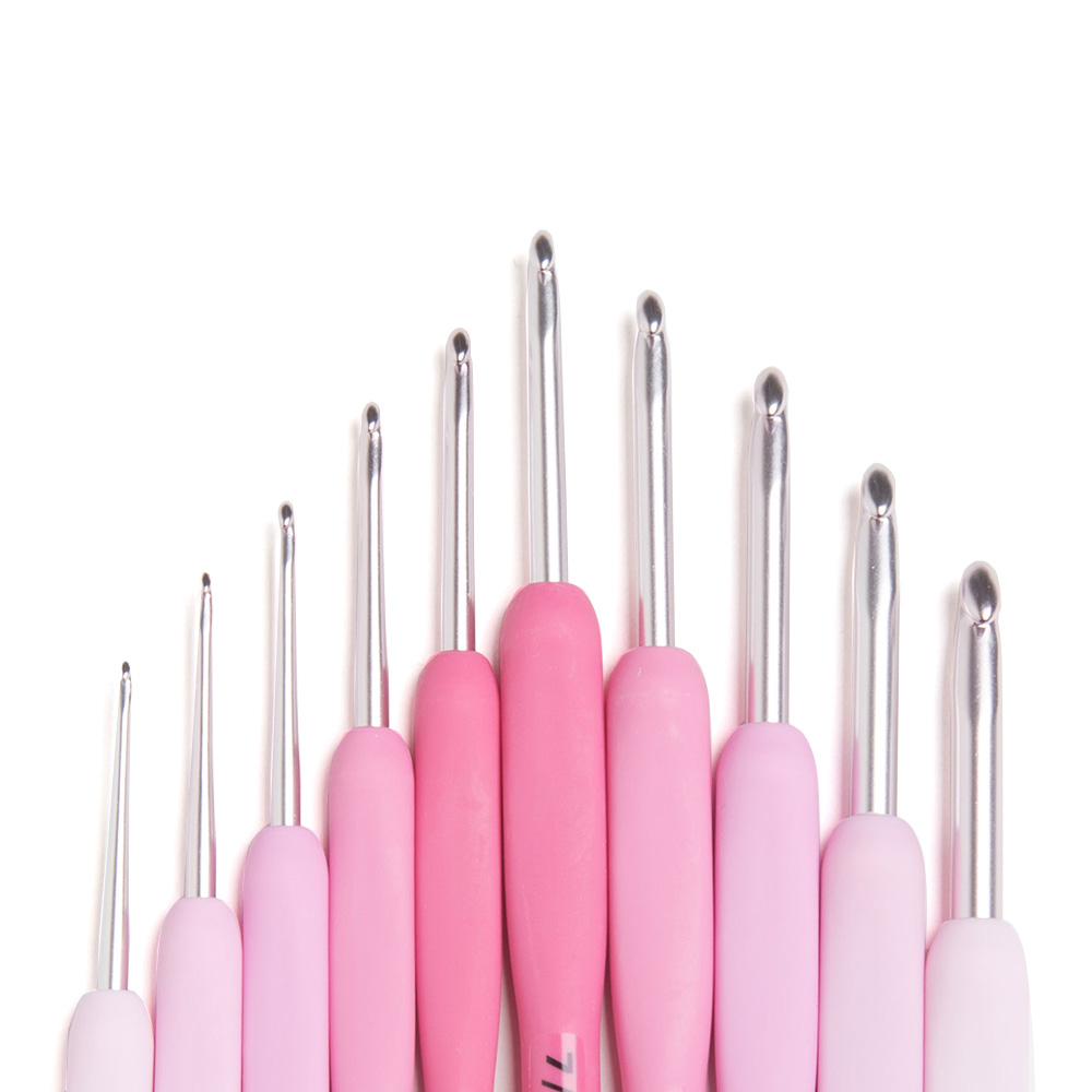Japan Tulip Ter/Tel Haaknaald Roze Hars Handvat Breinaalden Originele Authentieke Geïmporteerd Uit Japan 0.6-6Mm