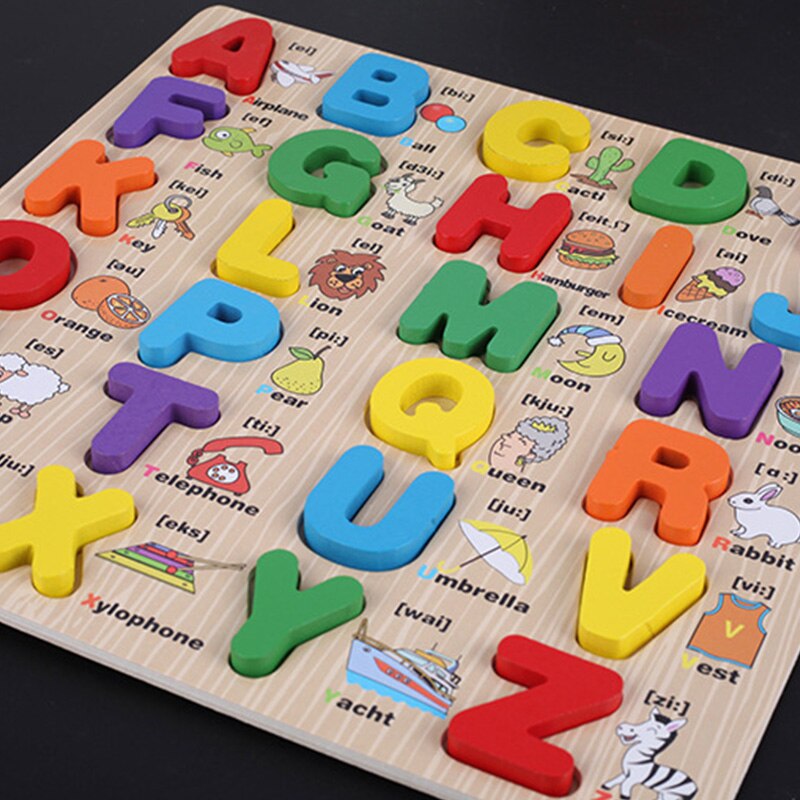 Enfants apprenant la lettre majuscule minuscule Alphabet conseil langue jouets éducatifs en bois pour enfants lettre Scrabble