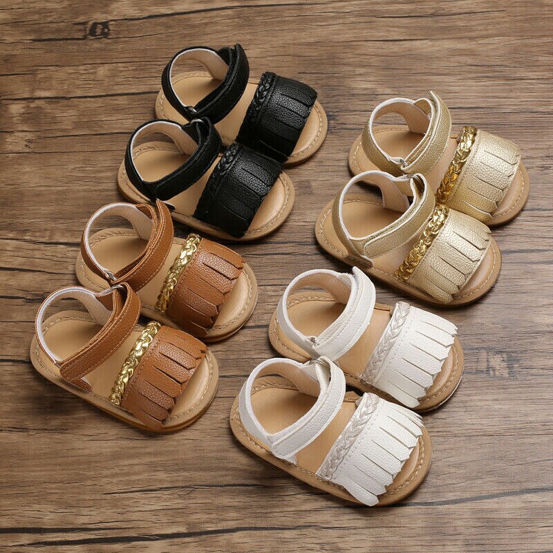 Mærke spædbarn baby dreng pige sommer sandaler kvast pu solid blød sål baby sko prewalkers 0-18m