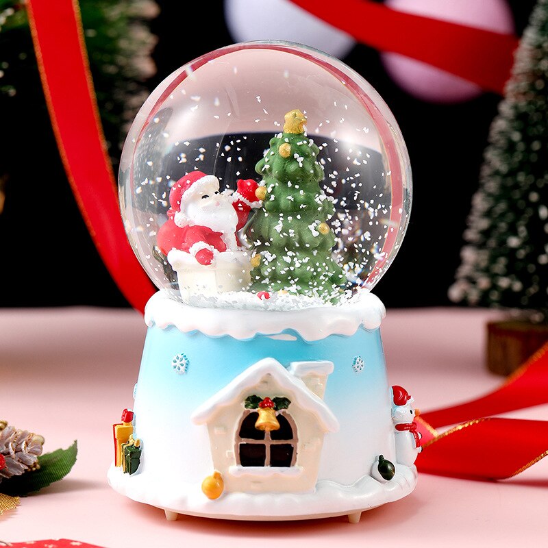 3d-light Kristallen Bol Roterende Muziek Doos, 5 Inch Cartoon Santa Serie Sneeuw Globe Glas, huwelijkscadeau (Zelf Voorzien Batterij): 2