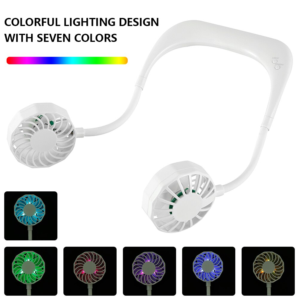 Usb Draagbare Ventilator Koude Fan Handsfree Hals Fan Opknoping Oplaadbare Mini Sport Fan 3-Speed Verstelbare Hals Dual fan Home Office