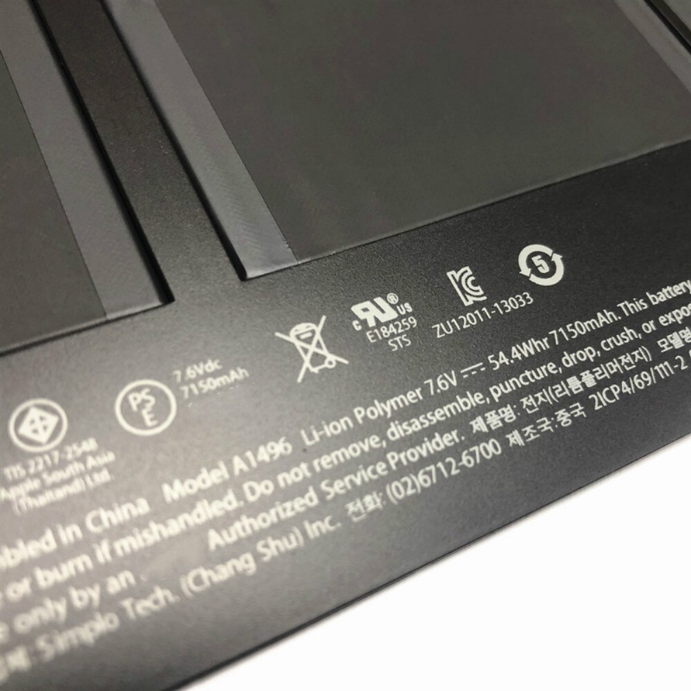 Original Laptop Battery A1496 For Apple MacBook Air 13" A1466 A1496 MD760LL/A MD761CH/A Replace A1405