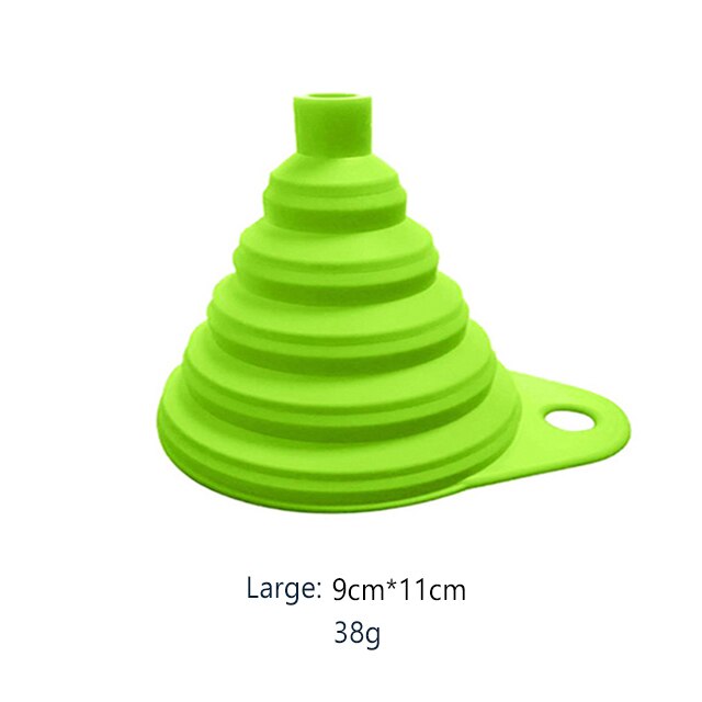 Foldable Funnel Silicone Collapsible Funnels Portable Folding Funnel Household Liquid Dispensing Kitchen Tools Food Grade Funnel: Green-Large 38g