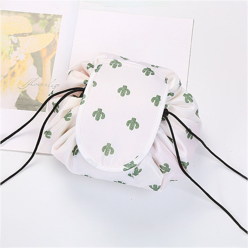 Women Drawstring Cosmetic Bag Storage Makeup Bag Organizer Female Makeup Pouch Portable Travel Toiletry Necessaries Beauty Case: Dark Grey