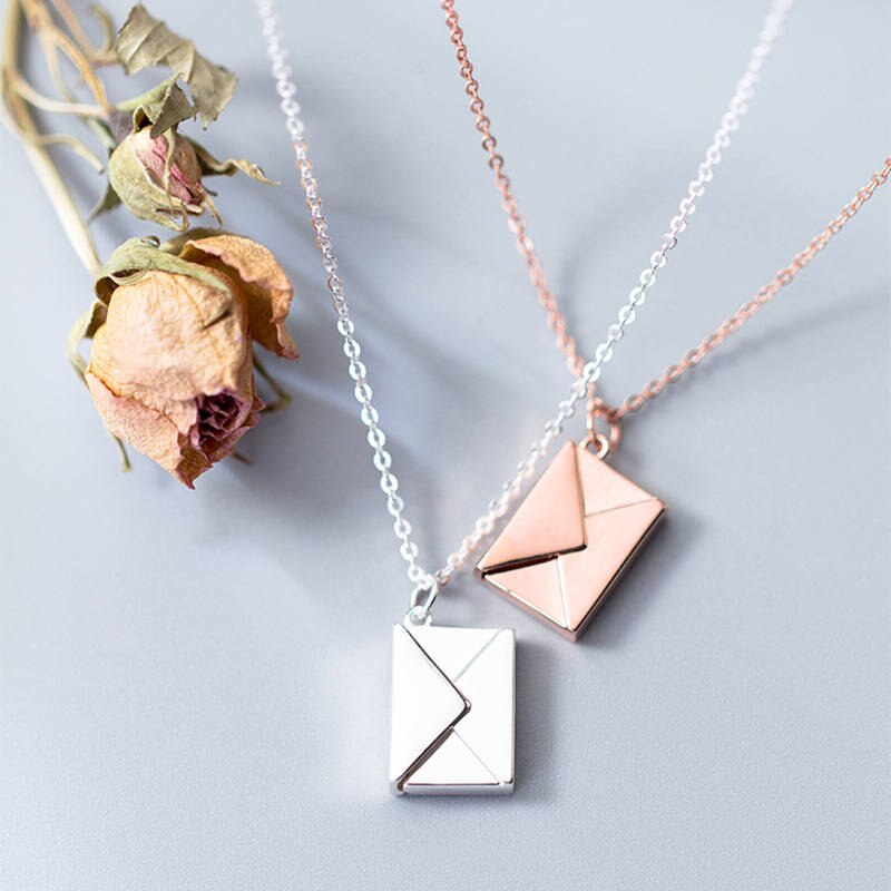 INZATT prawdziwe 925 srebro kocham cię koperta wisiorek naszyjnik dla mody kobiet Cienki biżuteria śliczne 2019 akcesoria