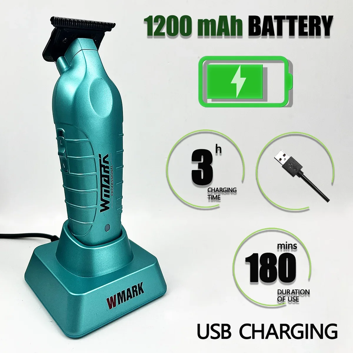 WMARK NG-317 Electric Hair Trimmer Oil Head Sculpt Contour Hair Finish Hair Salon Barber Machine with Charge Base