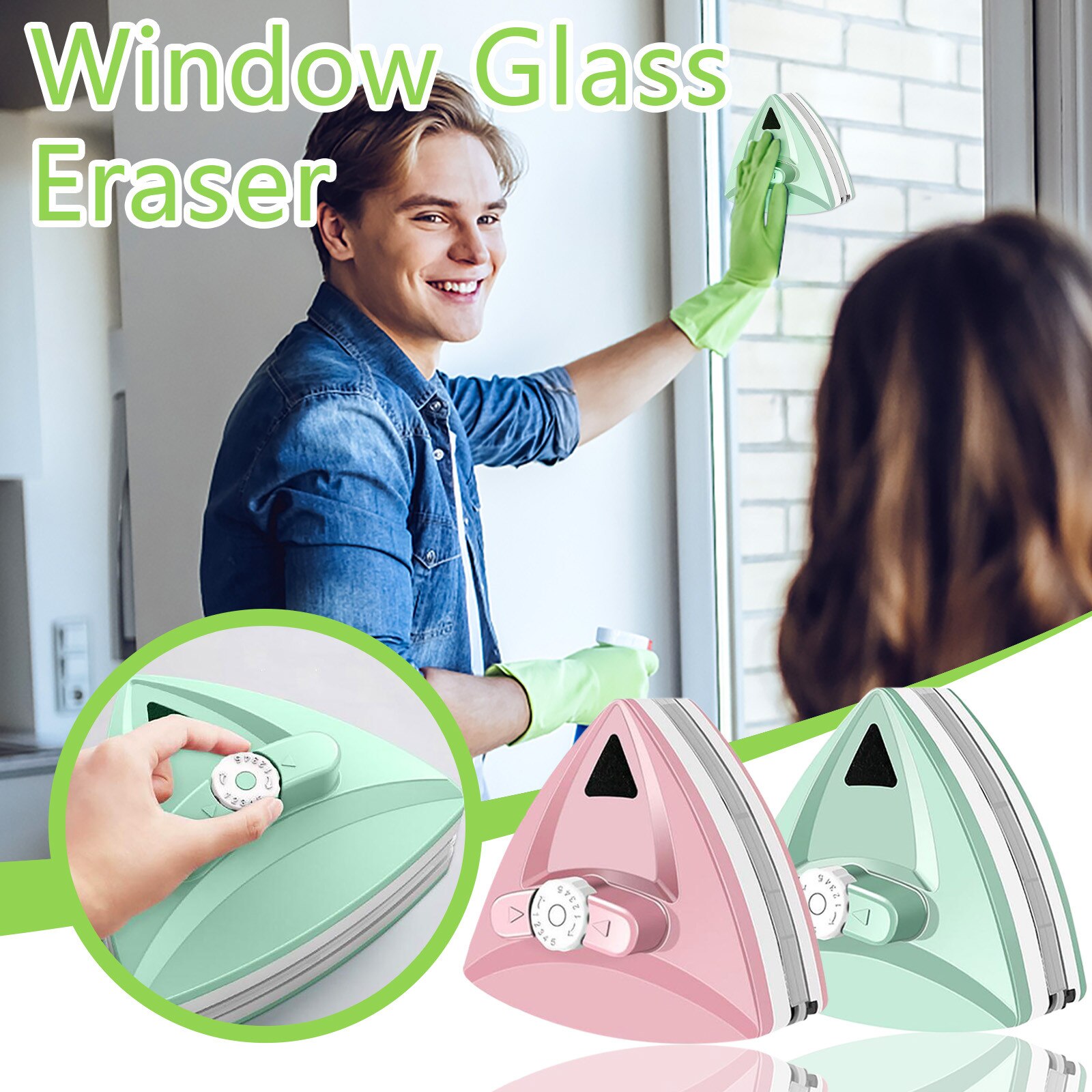 Limpiacristales magnético de doble cara para ventanas, cepillo de limpieza de ventanas, limpiador de vidrio, imanes, herramientas de limpieza del hogar #4
