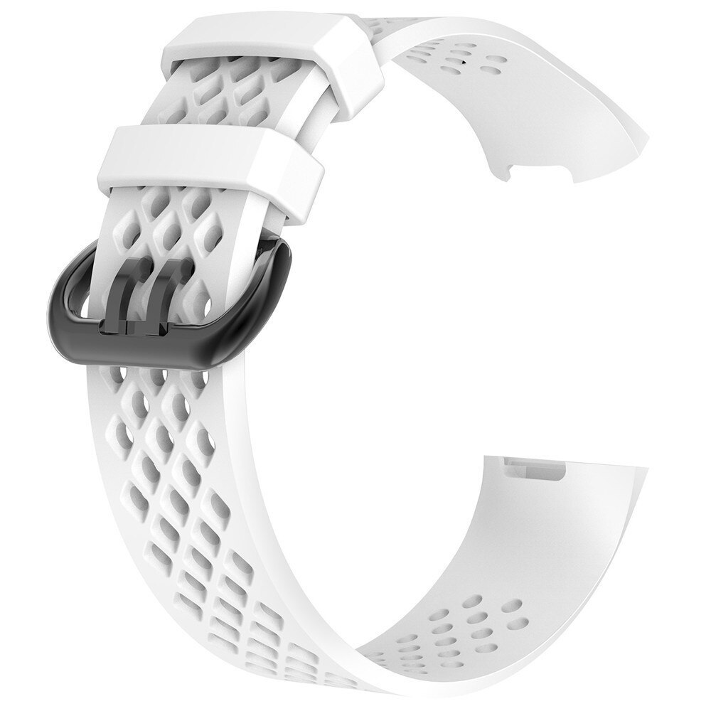Erstatningsbånd til fitbit charge 3 rem silikonebånd til fitbit charge 4 åndbar urrem til fitbit charge 4/3 bånd: Hvid / S (140-180) mm