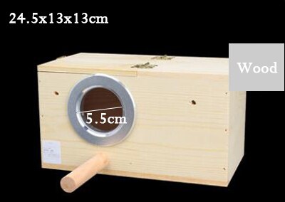 Parrot Parakeet Wooden Bird Breeding Box Eco-friendly Protect Eggs Incubator Warm Bird Nest For All Mini Birds Cage Accessories: M size left open